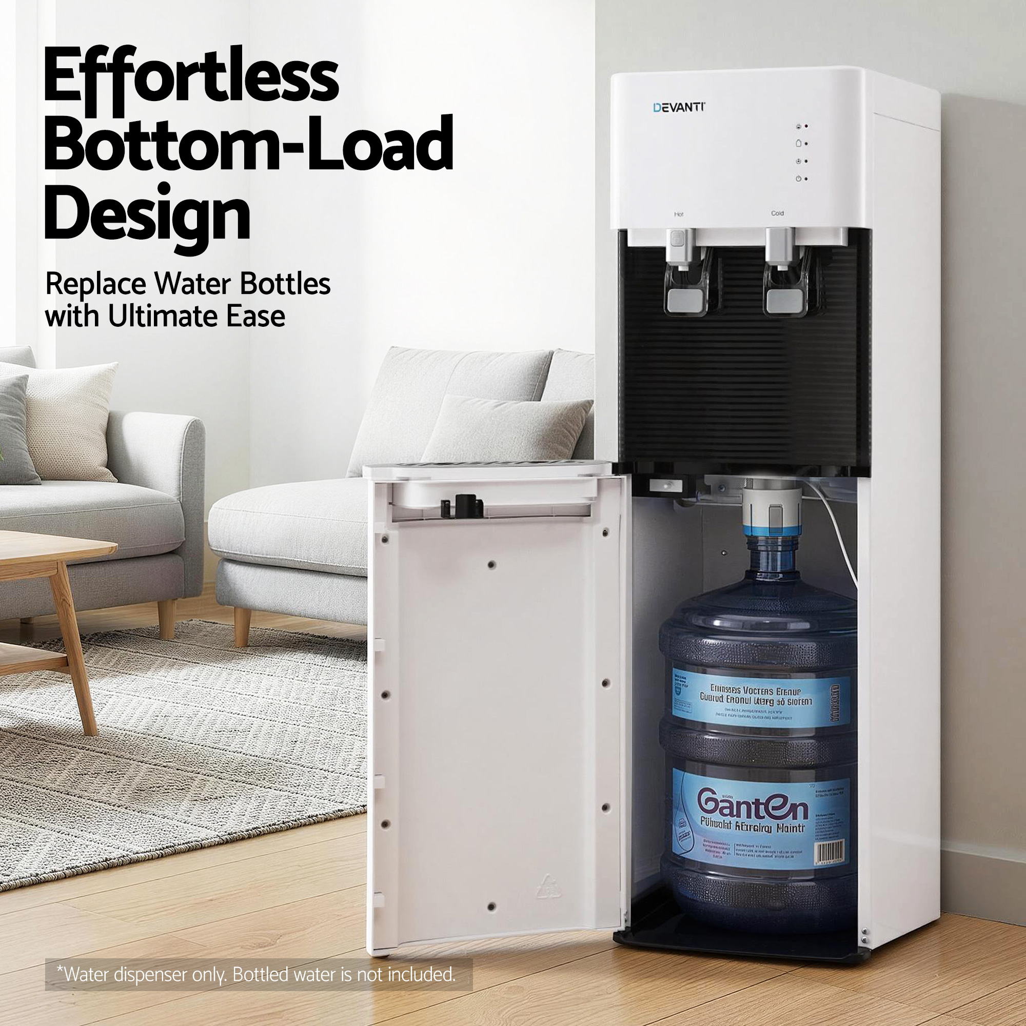 Devanti 2 Taps Water Cooler Dispenser Bottom Loading Dispenser Chiller Filter Purifier WD-608-2T-WH
