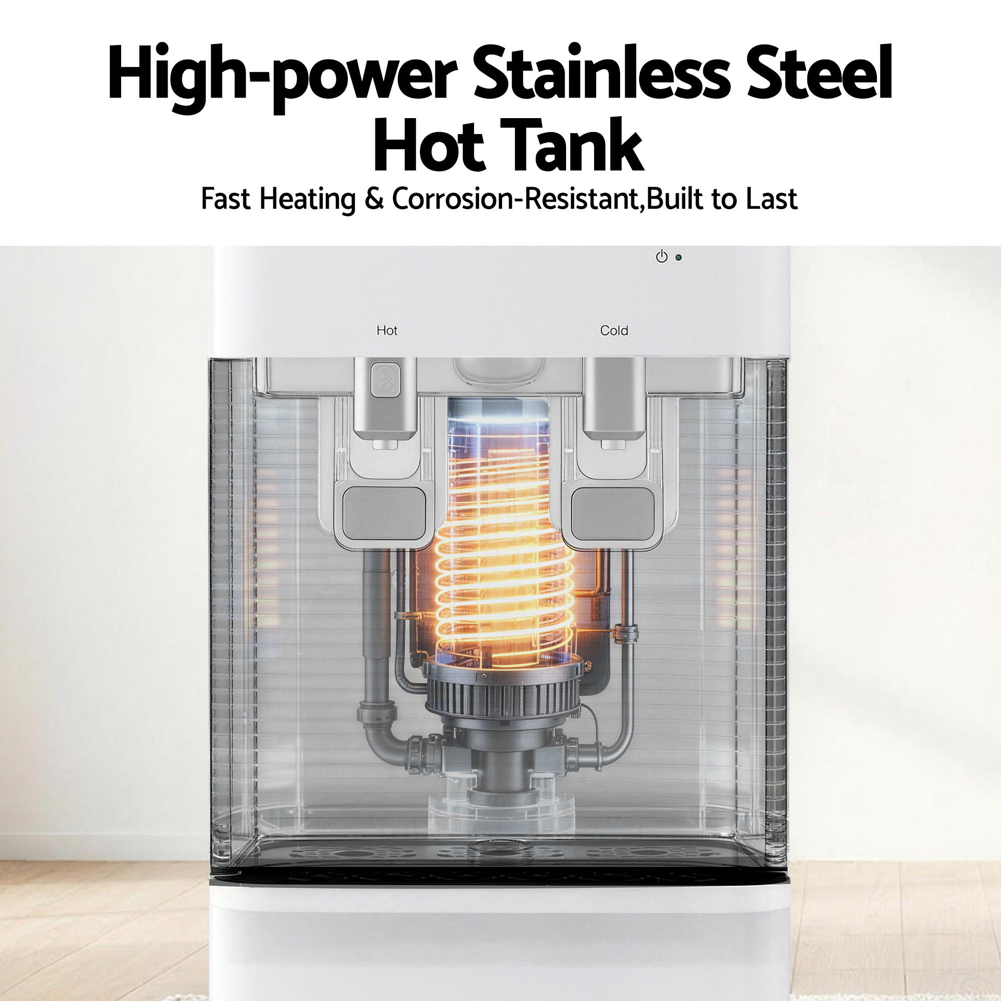 Devanti 2 Taps Water Cooler Dispenser Bottom Loading Dispenser Chiller Filter Purifier WD-608-2T-WH