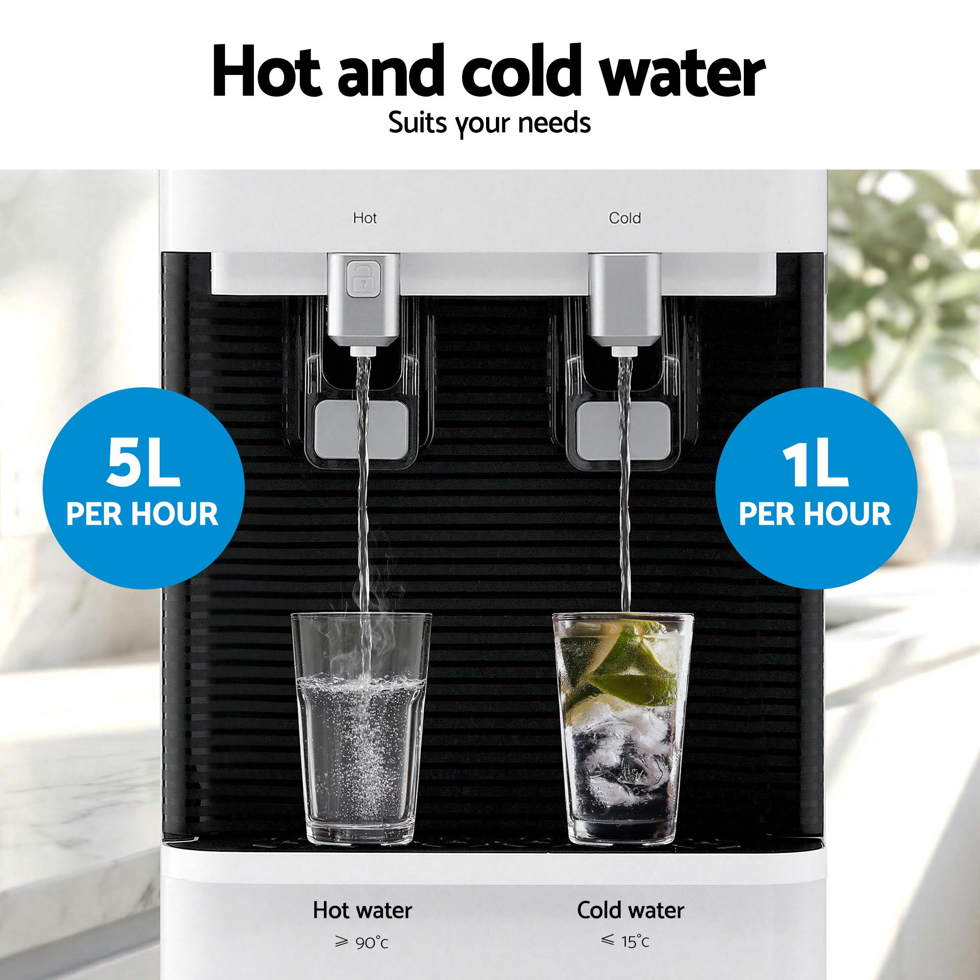 Devanti 2 Taps Water Cooler Dispenser Bottom Loading Dispenser Chiller Filter Purifier WD-608-2T-WH