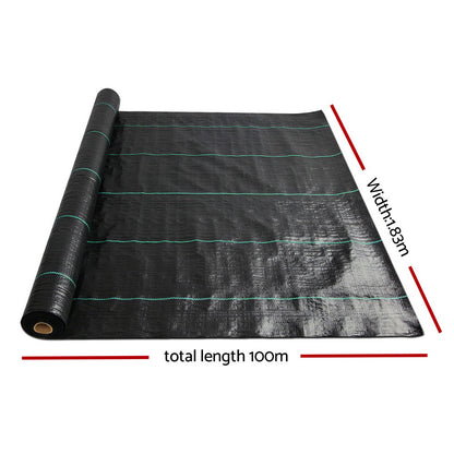 Instahut 1.83x100m Weed Mat Woven Fabric Weed Mat Control Matting Garden Plant WD-B-183X100-BK