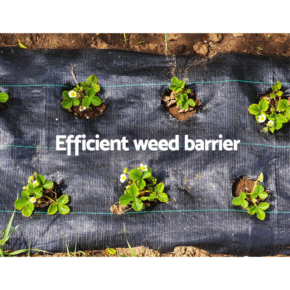 Instahut 1.83x100m Weed Mat Woven Fabric Weed Mat Control Matting Garden Plant WD-B-183X100-BK