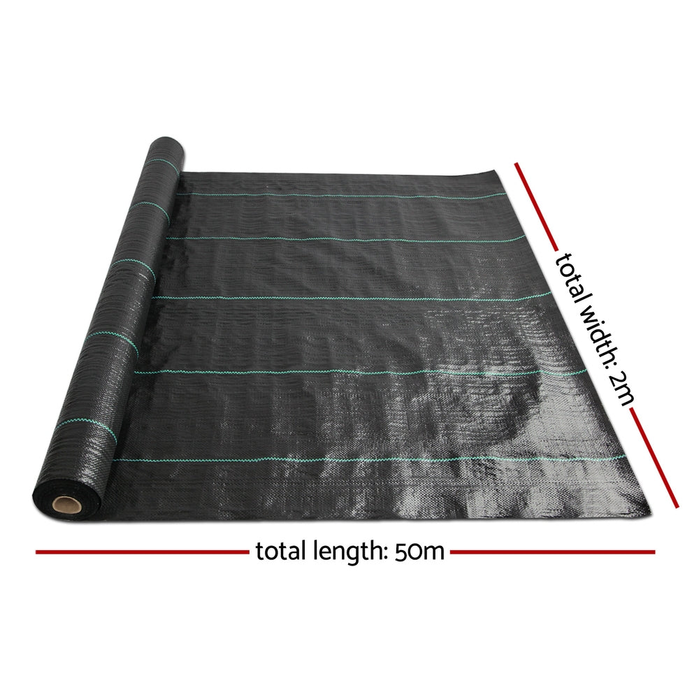 Instahut 2x50m Weed Mat 110GSM Weed Control Mat Plant WD-B-2X50-110G-BK