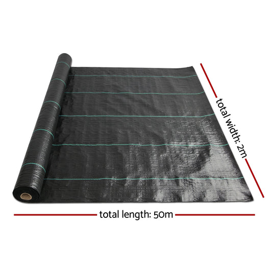 Instahut 2x50m Weed Mat 110GSM Weed Control Mat Plant WD-B-2X50-110G-BK