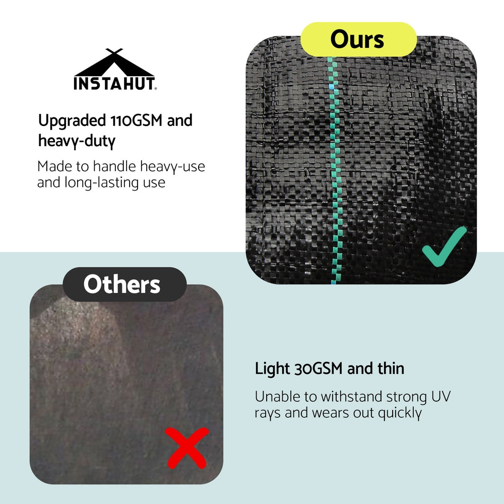 Instahut 2x50m Weed Mat 110GSM Weed Control Mat Plant WD-B-2X50-110G-BK