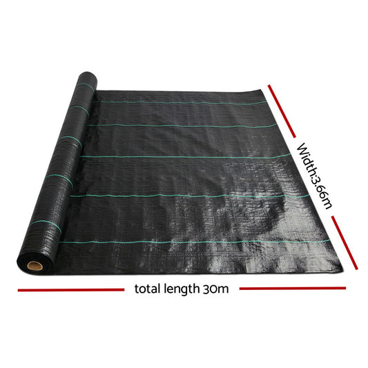 Instahut 3.66x30m Weed Mat Weedmat Control Plant WD-B-366X30-BK