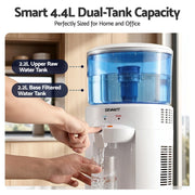 Devanti 5L Bench Top Water Cooler Dispenser with Filter 2 Taps Countertop Water Purifier WD-C-BT5L-WH