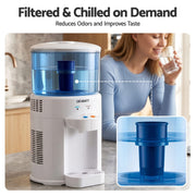 Devanti 5L Bench Top Water Cooler Dispenser with Filter 2 Taps Countertop Water Purifier WD-C-BT5L-WH