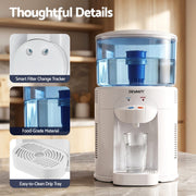 Devanti 5L Bench Top Water Cooler Dispenser with Filter 2 Taps Countertop Water Purifier WD-C-BT5L-WH