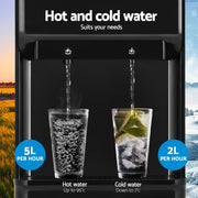 Devanti Water Cooler Dispenser 22L Bench Top Chiller Purifier Filter Hot Cold Black WD-COM-BT533-22BP-2FT-BK