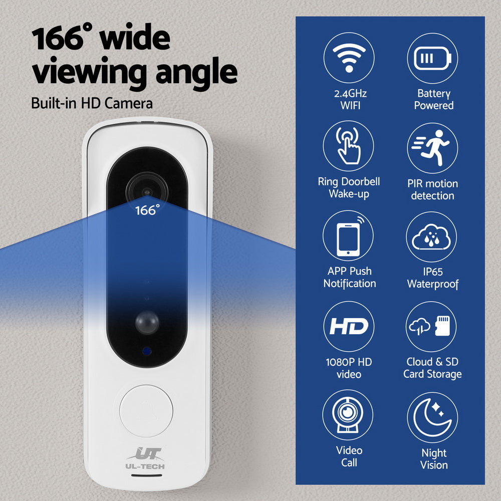 UL-tech Wireless Doorbell Security Camera WD-VIDEO-WH