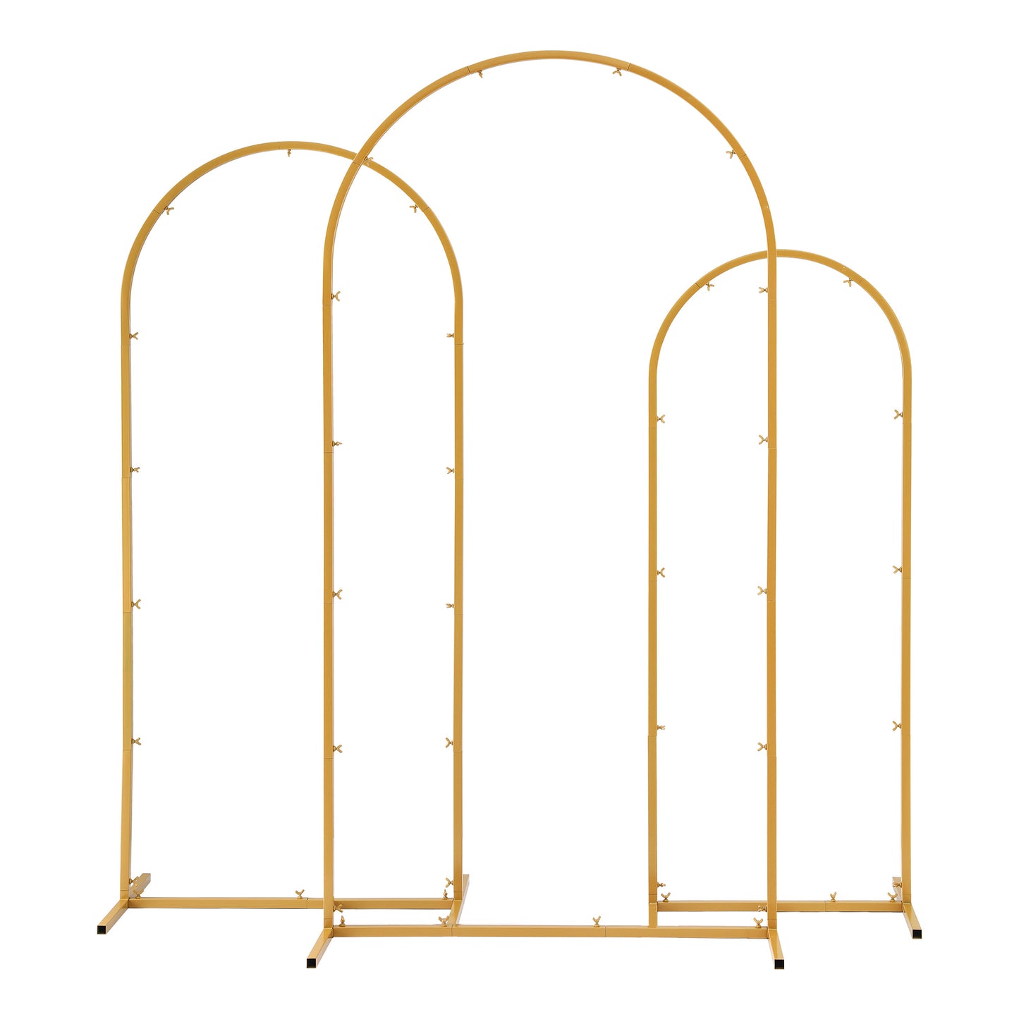 Wedding Arch Backdrop Stand Set of 3 Gold Metal Wedding Arched Frame, Easy to Assemble, Stable Balloon Arch WESD-ARCH-3PC-GD