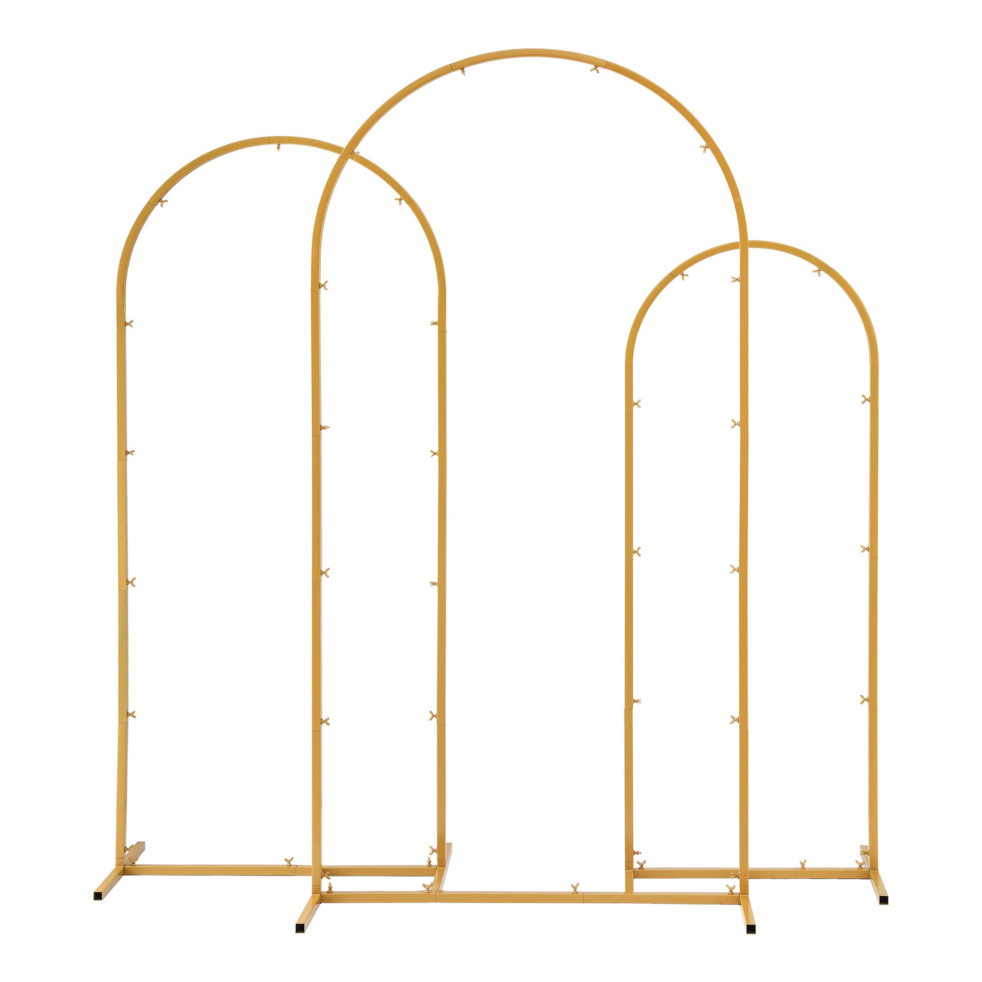 Wedding Arch Backdrop Stand Set of 3 Gold Metal Wedding Arched Frame, Easy to Assemble, Stable Balloon Arch WESD-ARCH-3PC-GD