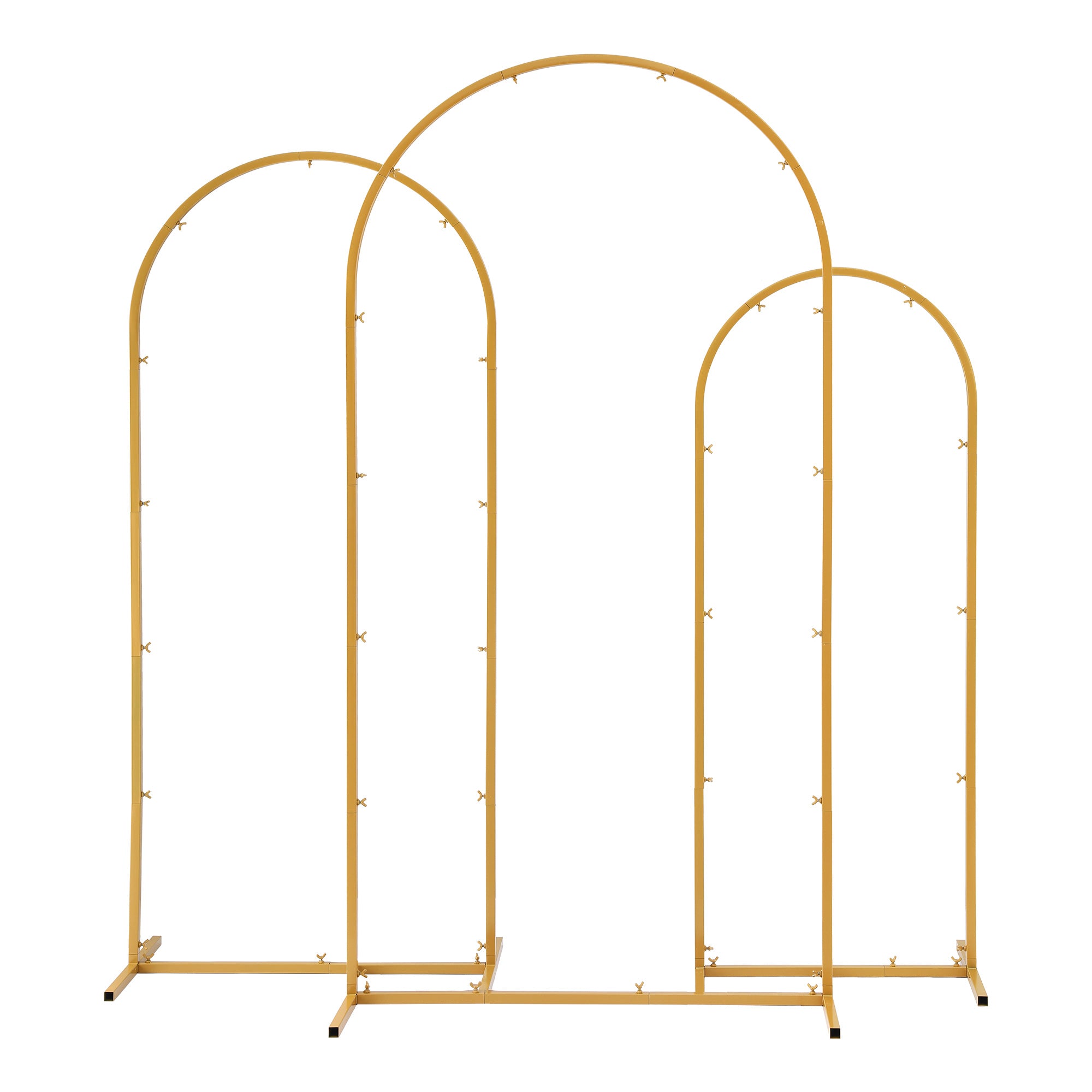 Wedding Arch Backdrop Stand Set of 3 Gold Metal Wedding Arched Frame, Easy to Assemble, Stable Balloon Arch WESD-ARCH-3PC-GD