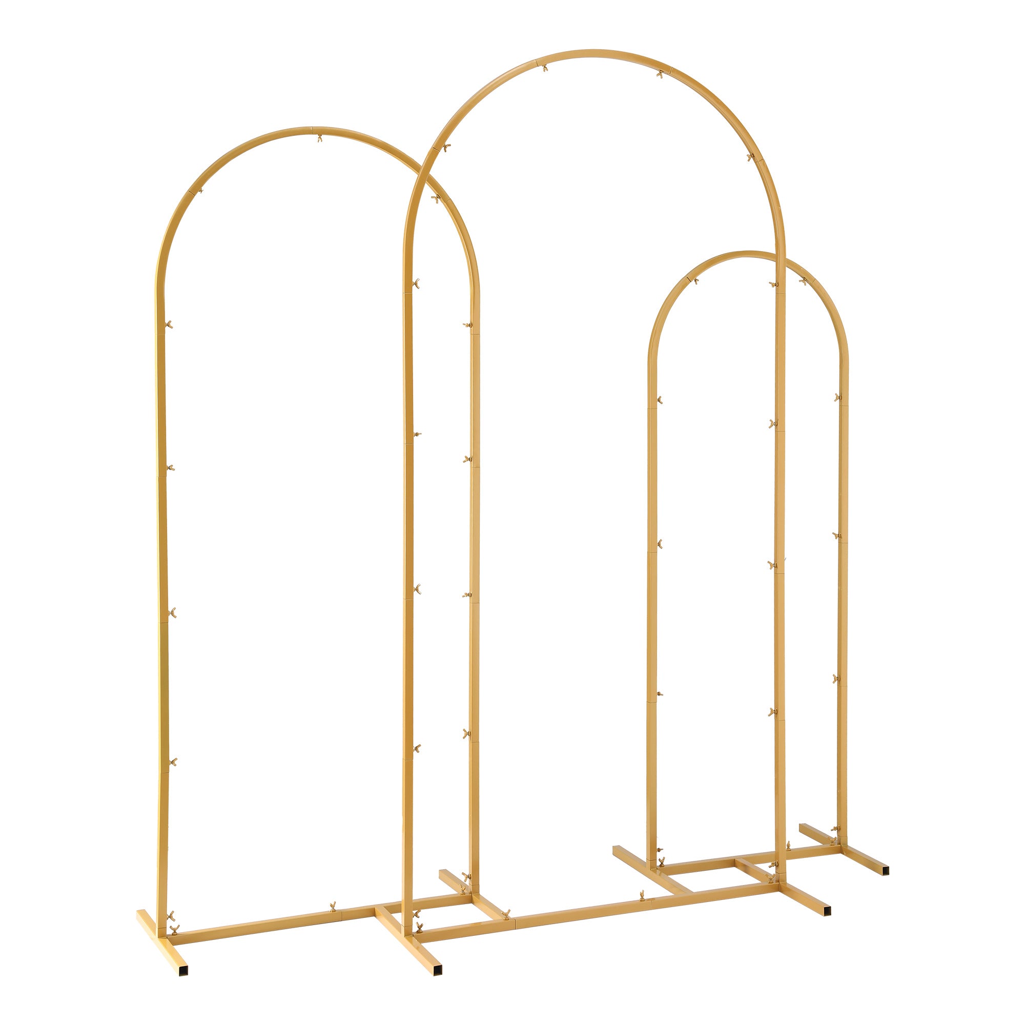 Wedding Arch Backdrop Stand Set of 3 Gold Metal Wedding Arched Frame, Easy to Assemble, Stable Balloon Arch WESD-ARCH-3PC-GD