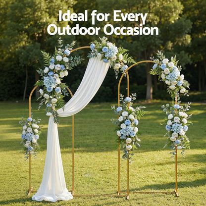 Wedding Arch Backdrop Stand Set of 3 Gold Metal Wedding Arched Frame, Easy to Assemble, Stable Balloon Arch WESD-ARCH-3PC-GD