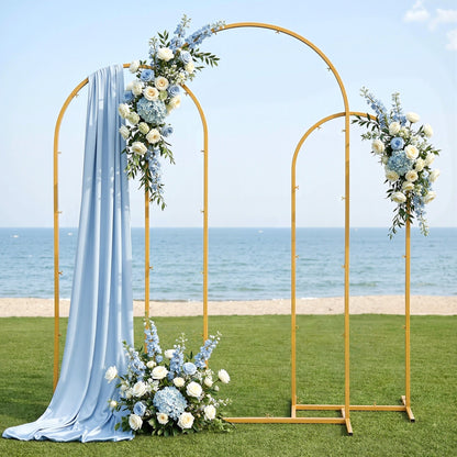 Wedding Arch Backdrop Stand Set of 3 Gold Metal Wedding Arched Frame, Easy to Assemble, Stable Balloon Arch WESD-ARCH-3PC-GD