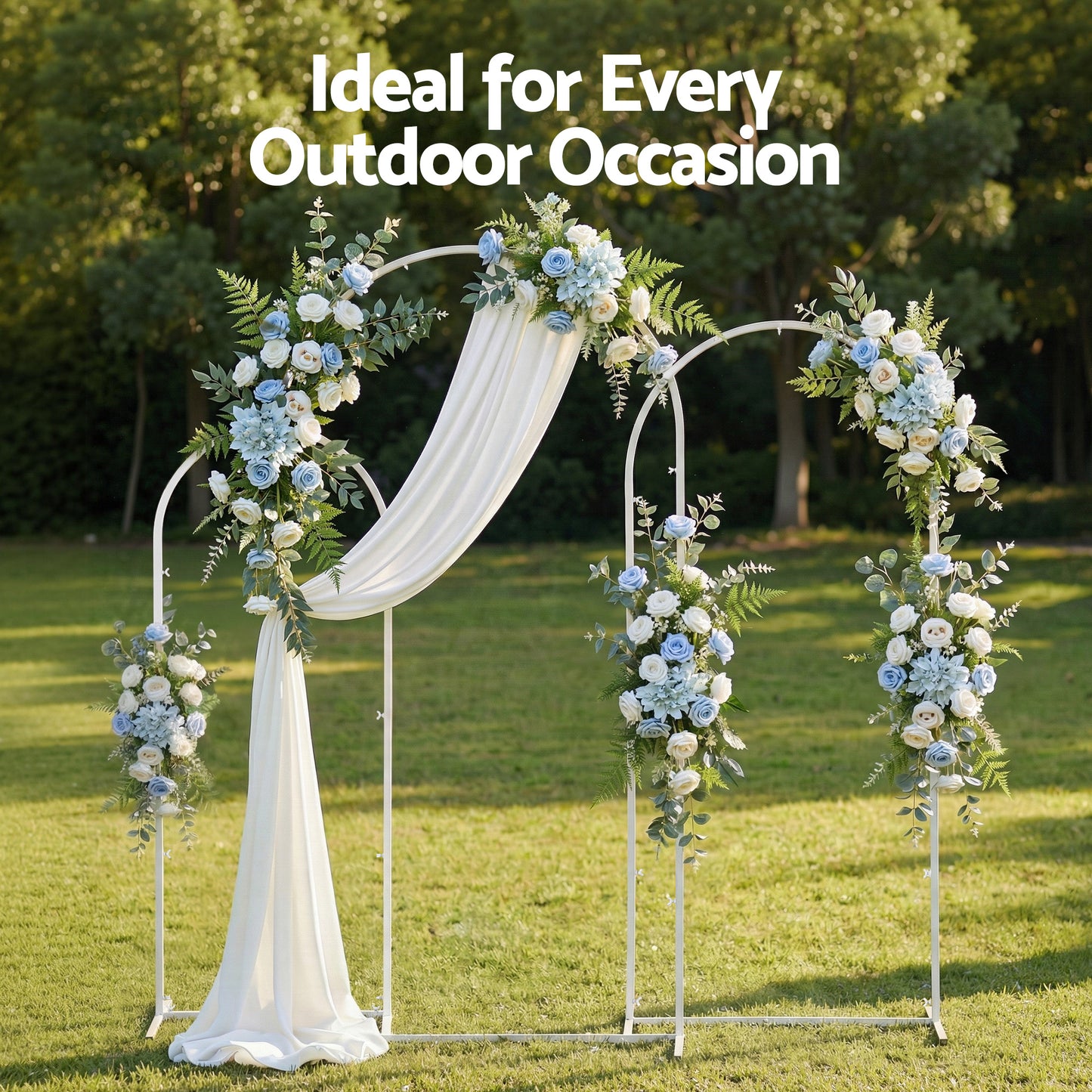 Wedding Arch Backdrop Stand Set of 3 Metal Wedding Arched Frame White, Easy to Assemble, Stable Balloon Arch WESD-ARCH-3PC-WH