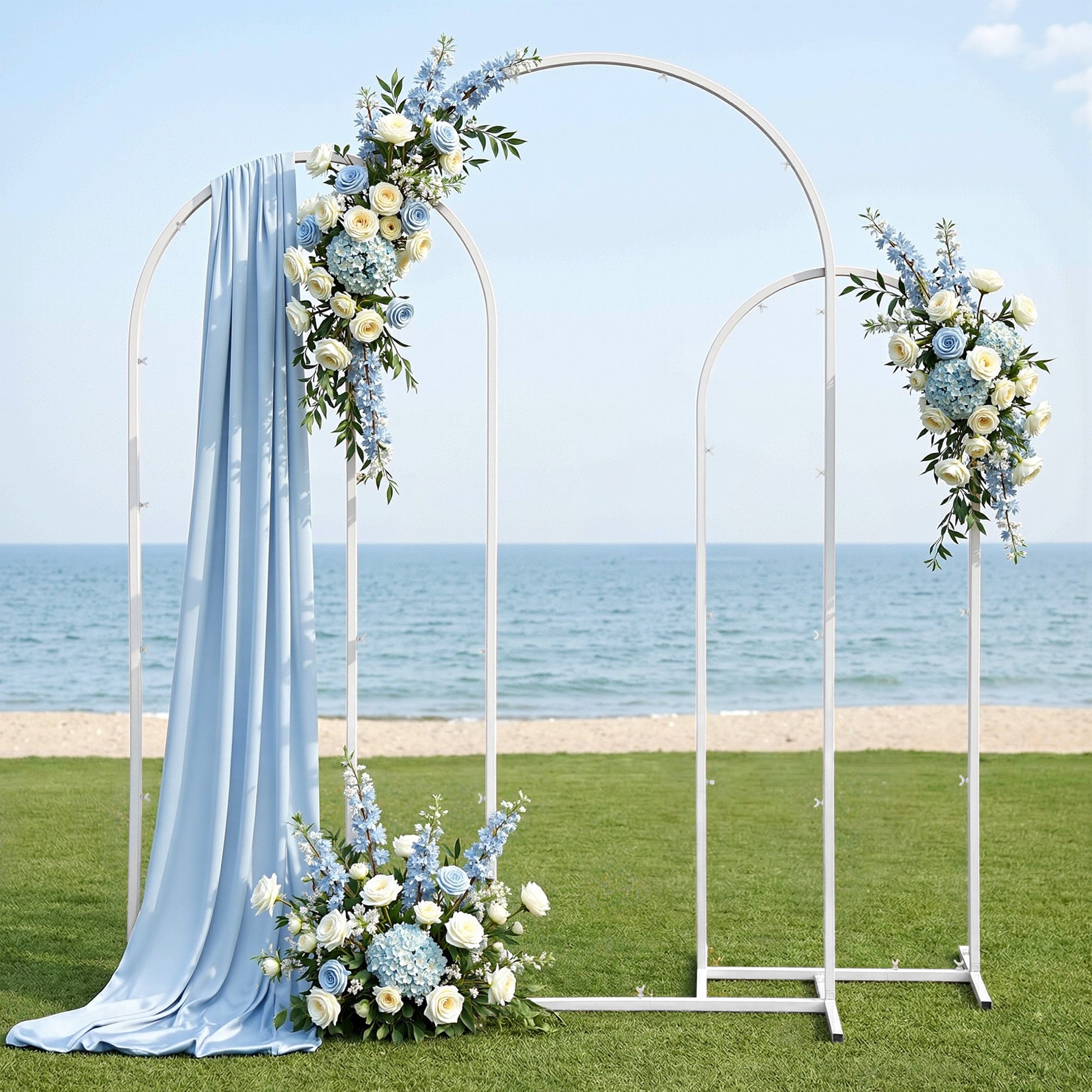 Wedding Arch Backdrop Stand Set of 3 Metal Wedding Arched Frame White, Easy to Assemble, Stable Balloon Arch WESD-ARCH-3PC-WH
