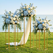 3Pcs Wedding Backdrop Pedestal Stand Gold Metal Hexagon Wedding Frame Plinth Pillars Table WESD-HEX-3PC-GD