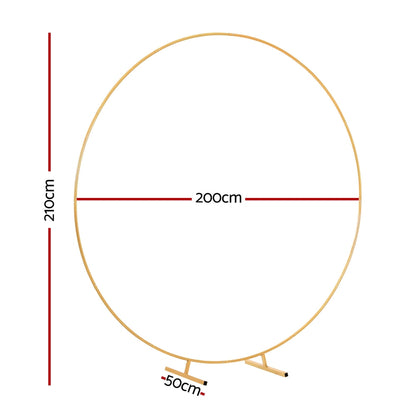 2M Round Backdrop Stand Wedding Background Decoration Party Flower Balloon Display WESD-ROUND-2M-GD