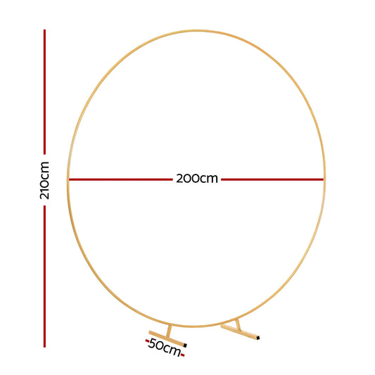 2M Round Backdrop Stand Wedding Background Decoration Party Flower Balloon Display WESD-ROUND-2M-GD