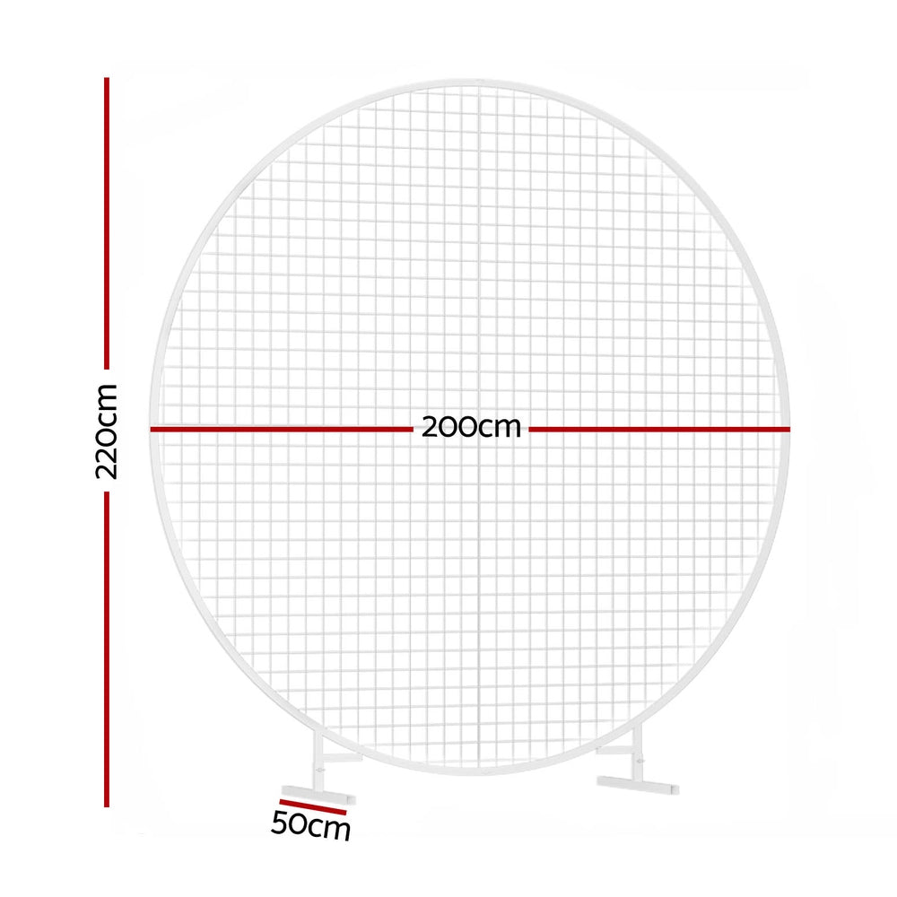 2M Round Backdrop Stand Wedding Background Decoration Party Flower Balloon Display WESD-ROUND-NET-2M-WH