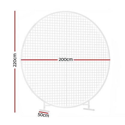 2M Round Backdrop Stand Wedding Background Decoration Party Flower Balloon Display WESD-ROUND-NET-2M-WH