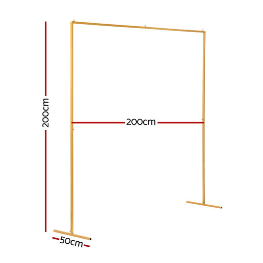 2M Backdrop Stand Wedding Background Decoration Party Flower Balloon Display Golden WESD-SQUA-2M-GD