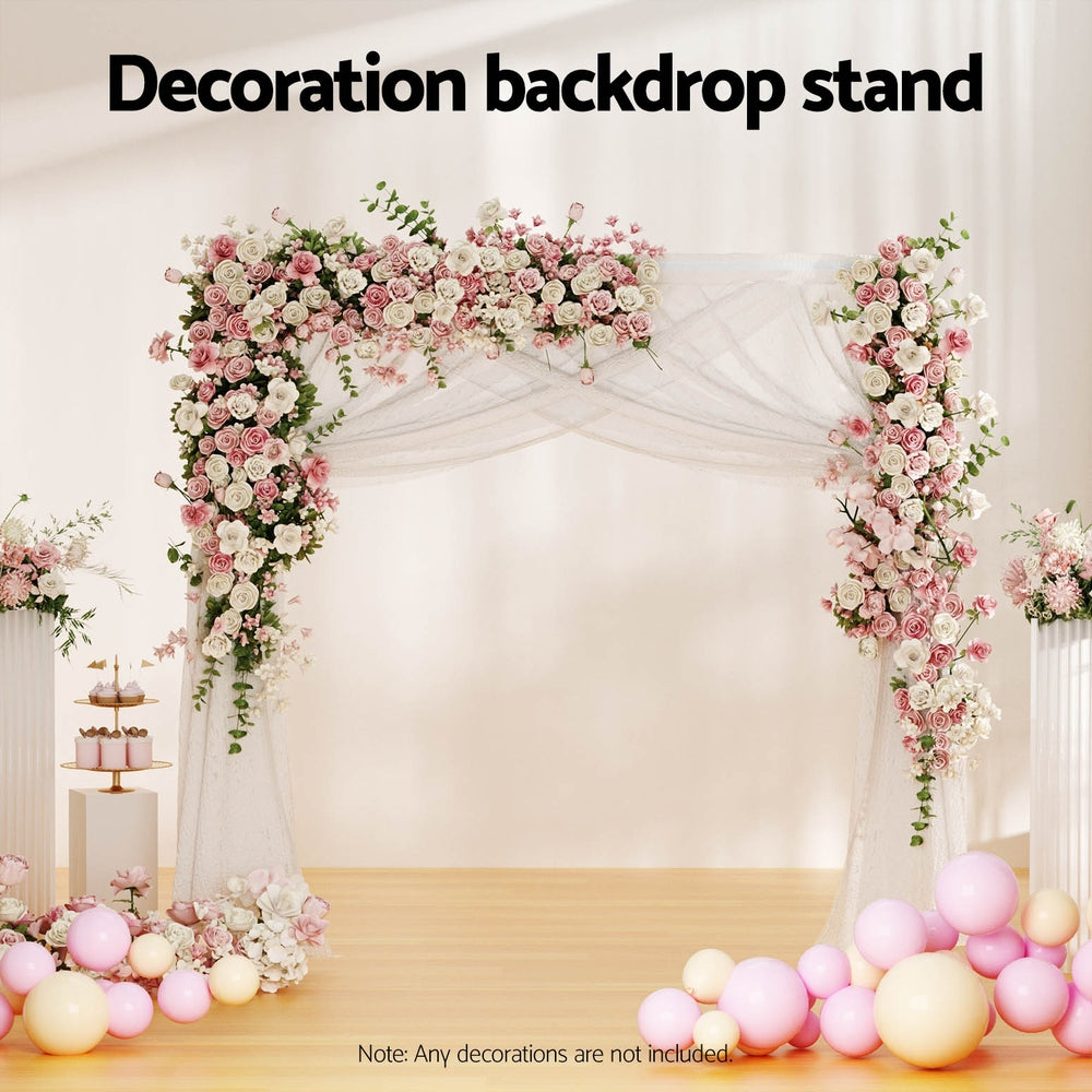 2M Backdrop Stand Wedding Background Decoration Party Flower Balloon Display White WESD-SQUA-2M-WH