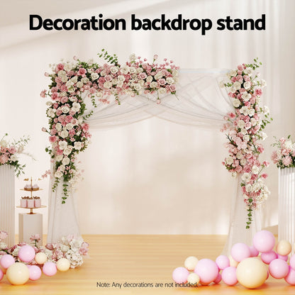 2M Backdrop Stand Wedding Background Decoration Party Flower Balloon Display White WESD-SQUA-2M-WH