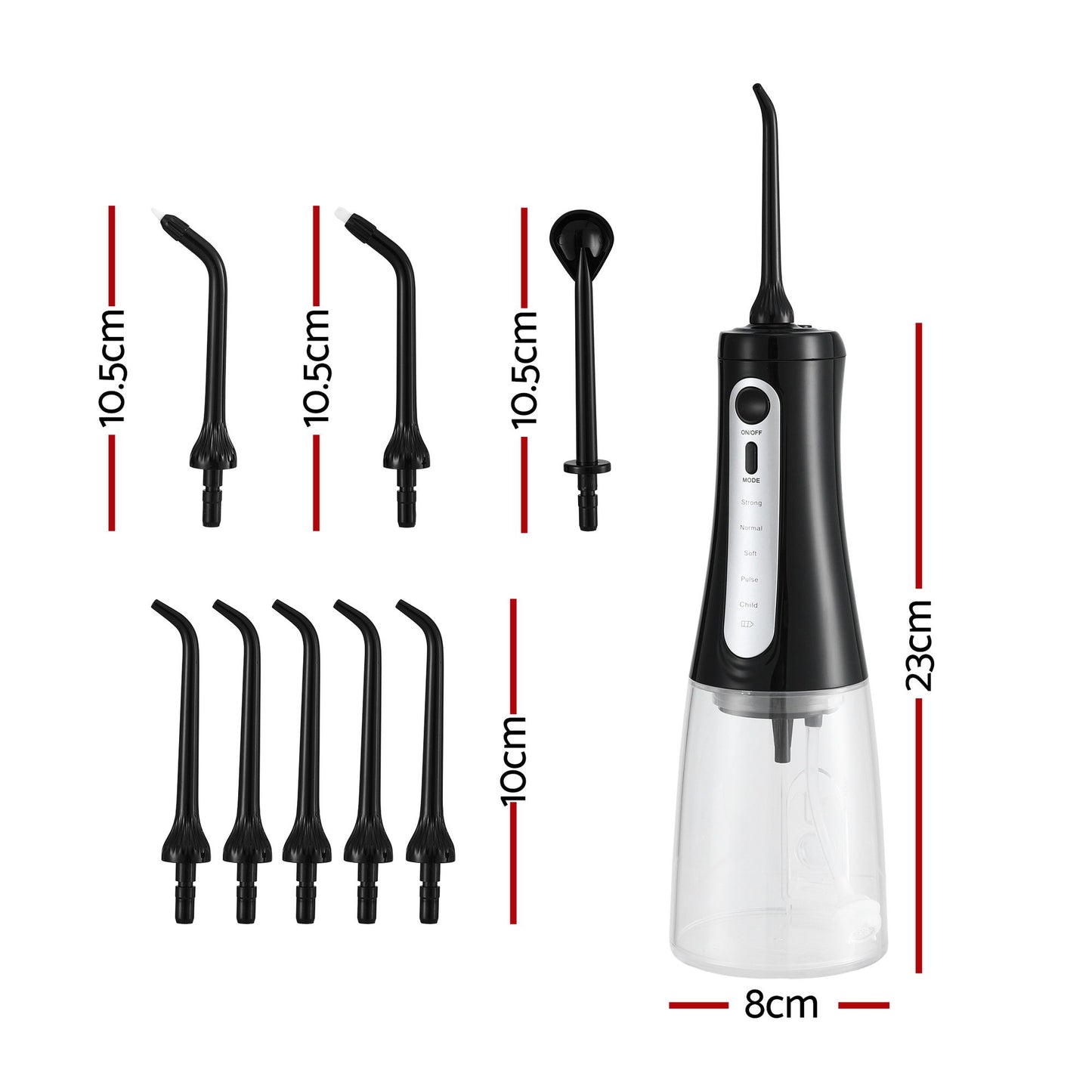 Devanti Cordless Water Flosser Dental Oral Irrigator Black WF-350ML-8N-BK