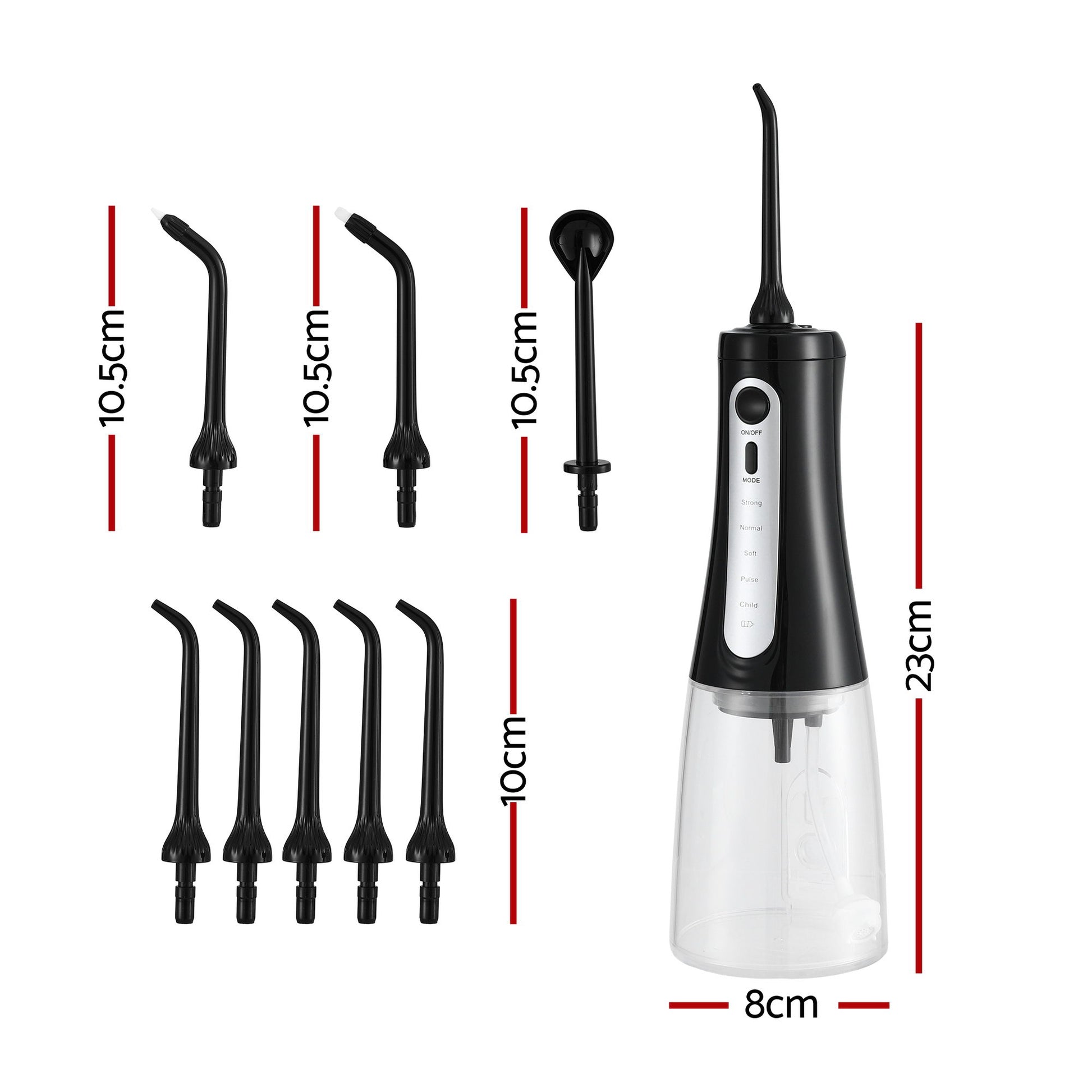 Devanti Cordless Water Flosser Dental Oral Irrigator Black WF-350ML-8N-BK