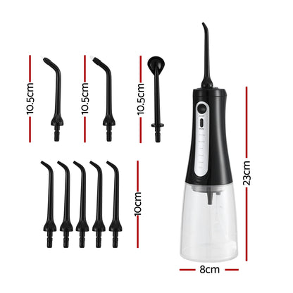 Devanti Cordless Water Flosser Dental Oral Irrigator Black WF-350ML-8N-BK