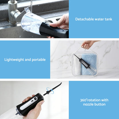 Devanti Cordless Water Flosser Dental Oral Irrigator Black WF-350ML-8N-BK