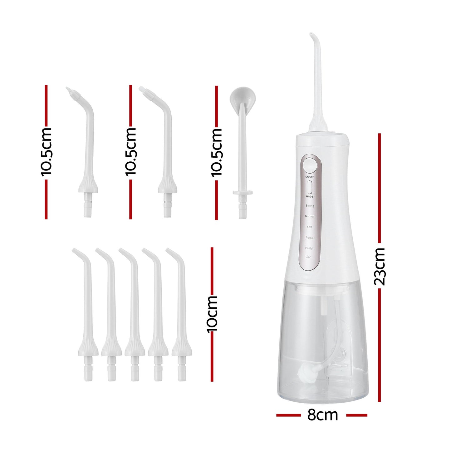 Devanti Cordless Water Flosser Dental Oral Irrigator White WF-350ML-8N-WH