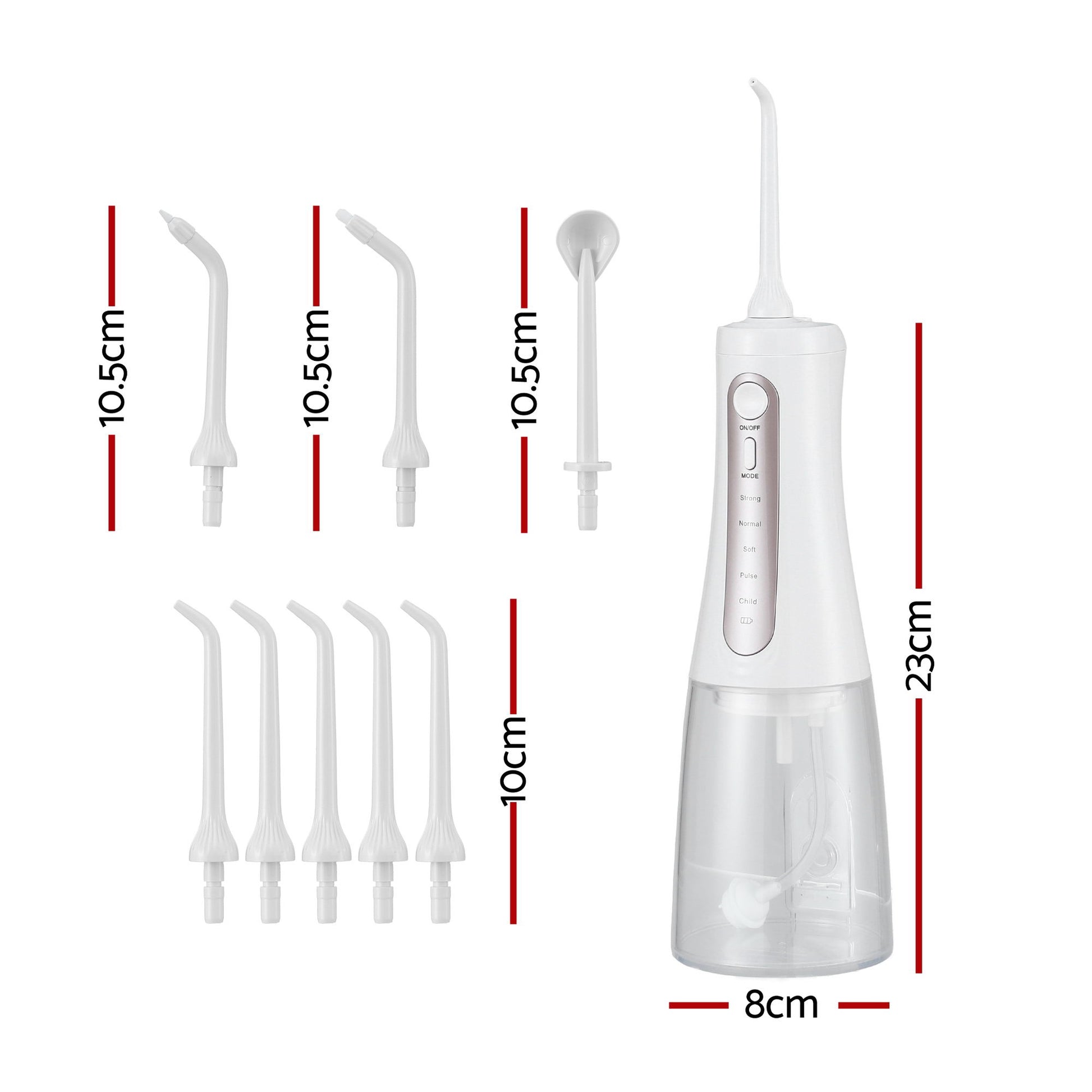 Devanti Cordless Water Flosser Dental Oral Irrigator White WF-350ML-8N-WH