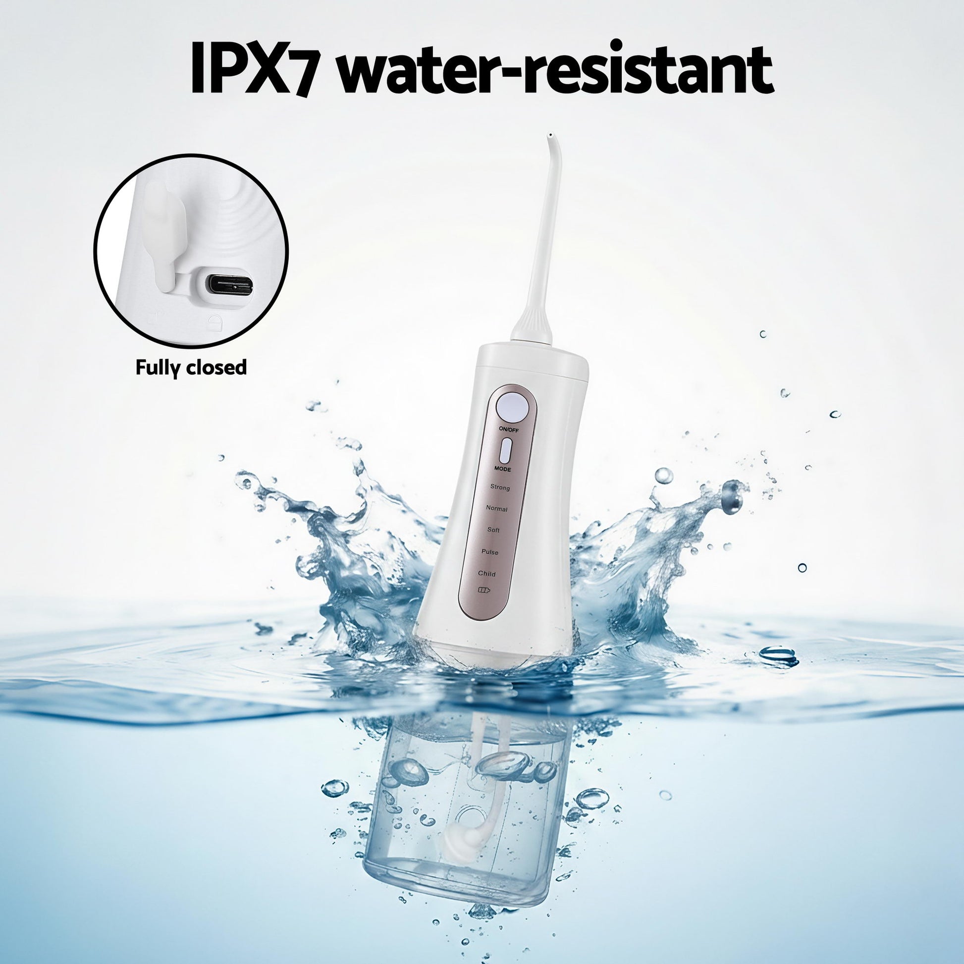 Devanti Cordless Water Flosser Dental Oral Irrigator White WF-350ML-8N-WH