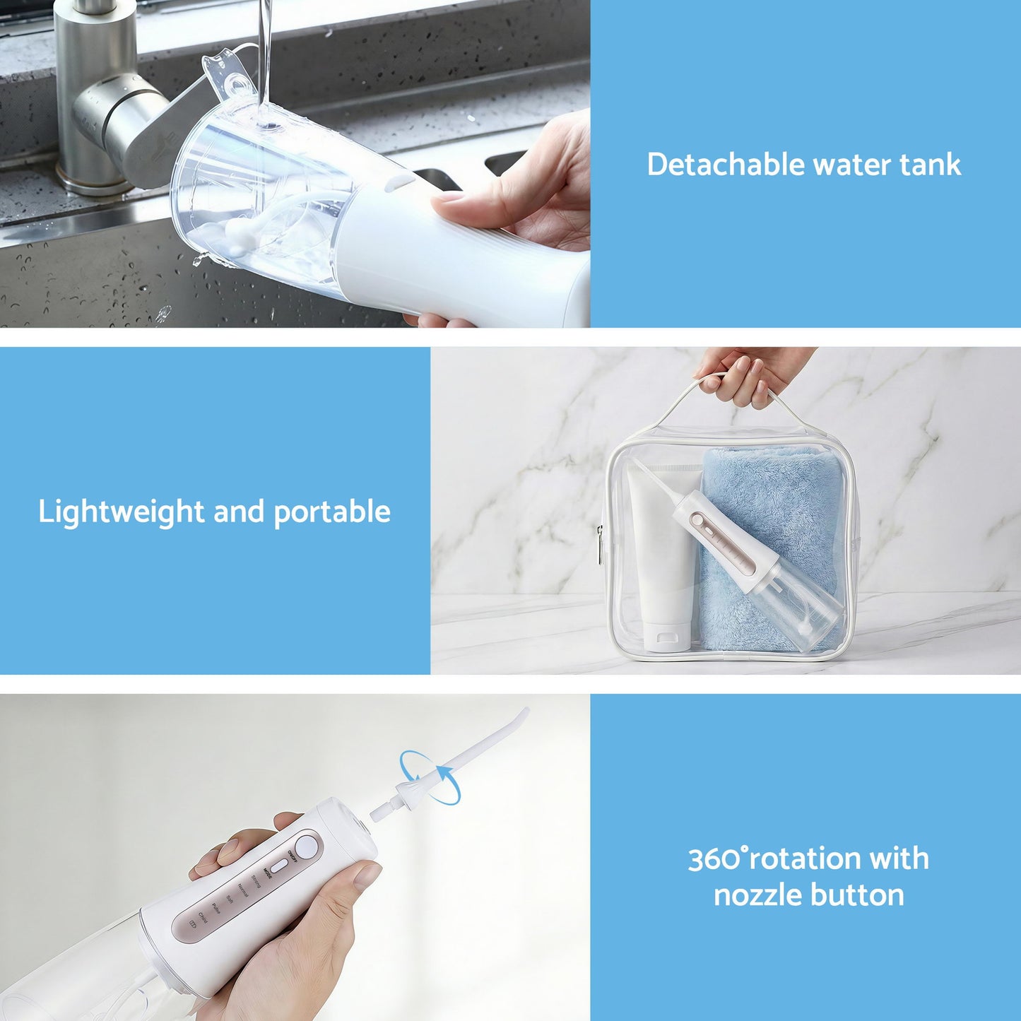 Devanti Cordless Water Flosser Dental Oral Irrigator White WF-350ML-8N-WH