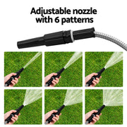 Giantz Water Hose Stainless Steel 30M with Spray Nozzle WH-30M-STEEL-SV