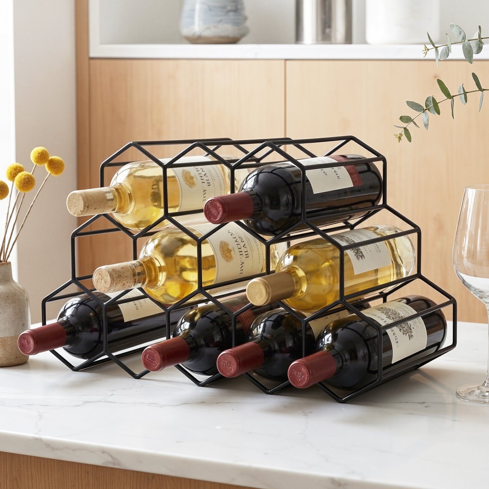 Artiss Wine Rack Metal 12 Bottle No Assembly Required Black WINE-RACK-12B-MET-BK