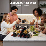 Artiss Wine Rack Metal 12 Bottle No Assembly Required Black WINE-RACK-12B-MET-BK