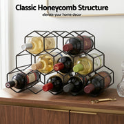 Artiss Wine Rack Metal 12 Bottle No Assembly Required Black WINE-RACK-12B-MET-BK