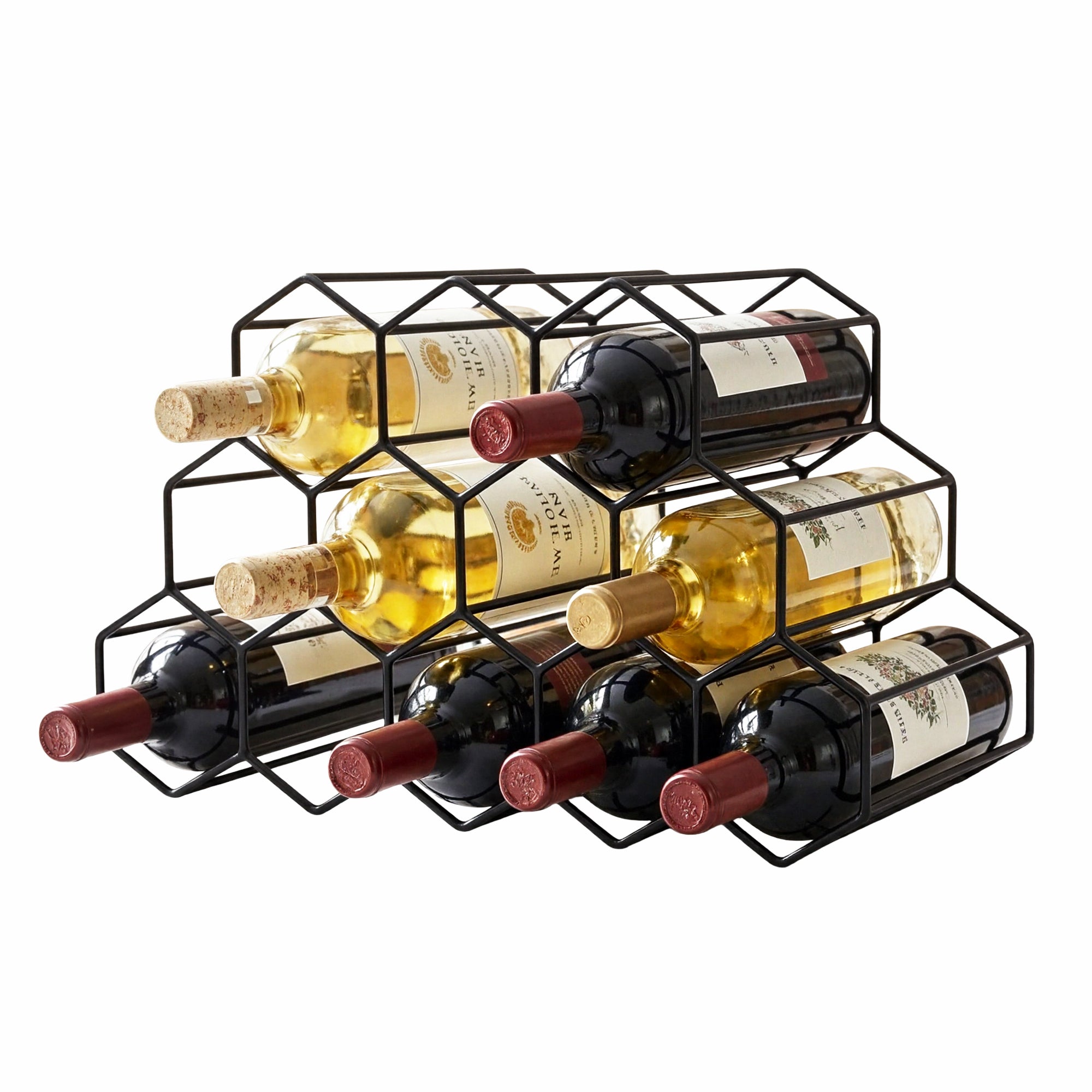 Artiss Wine Rack Metal 12 Bottle No Assembly Required Black WINE-RACK-12B-MET-BK