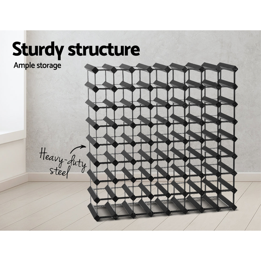 Artiss Wine Rack 72 Bottle Black WINE-RACK-72B-BK