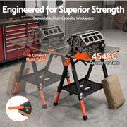 Giantz Portable Folding Work Table 454kg Adjustable Workbench WKB-F-2IN1-BK