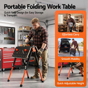 Giantz Portable Folding Work Table 454kg Adjustable Workbench WKB-F-2IN1-BK