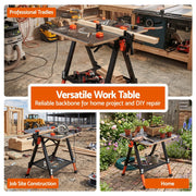 Giantz Portable Folding Work Table 454kg Adjustable Workbench WKB-F-2IN1-BK