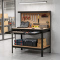 Giantz Workbench with Pegboard and Ultra-Wide 120cm Work Table for Garage DIY, 20 Hooks WKB-S-0122-BK