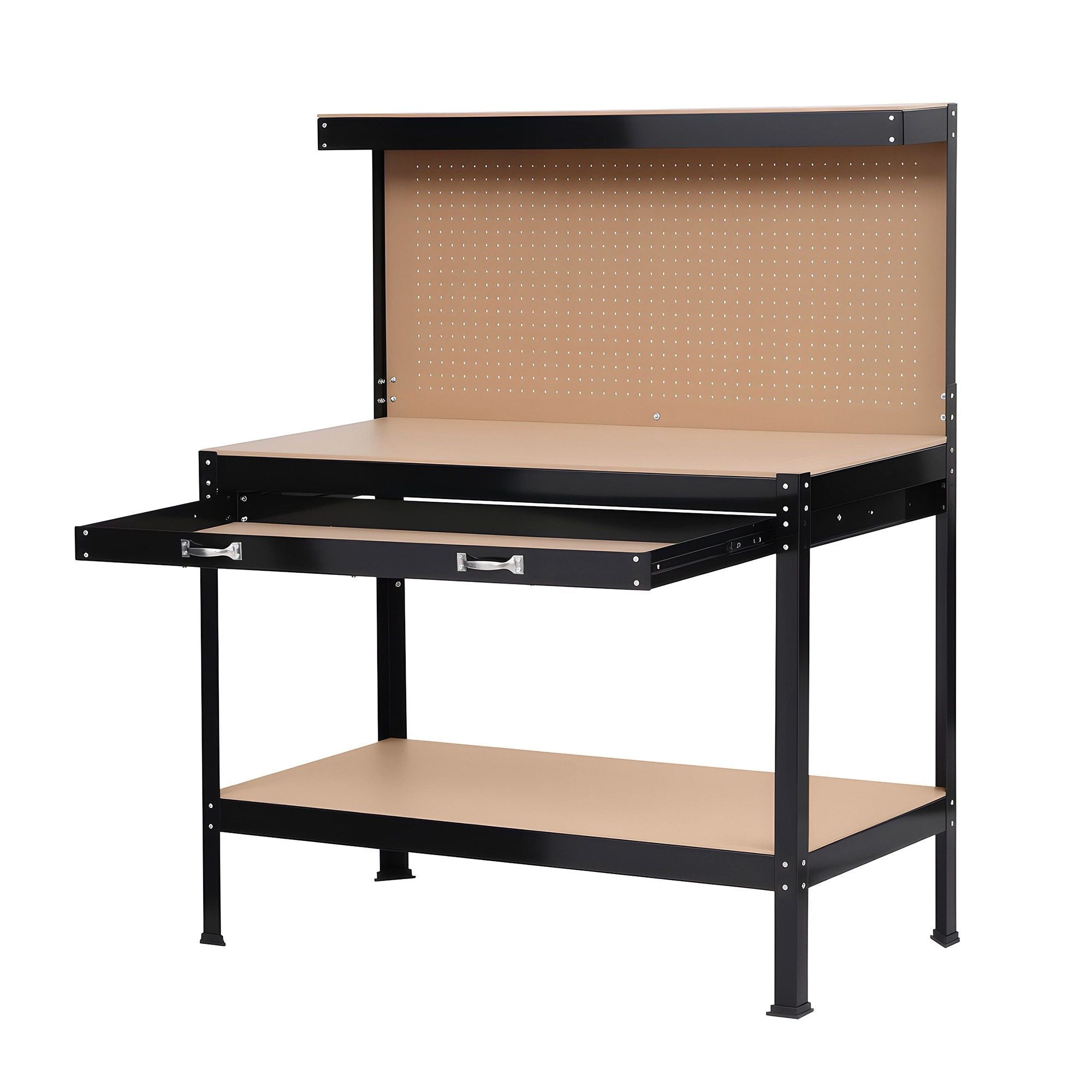 Giantz Workbench with Pegboard and Ultra-Wide 120cm Work Table for Garage DIY, 20 Hooks WKB-S-0122-BK