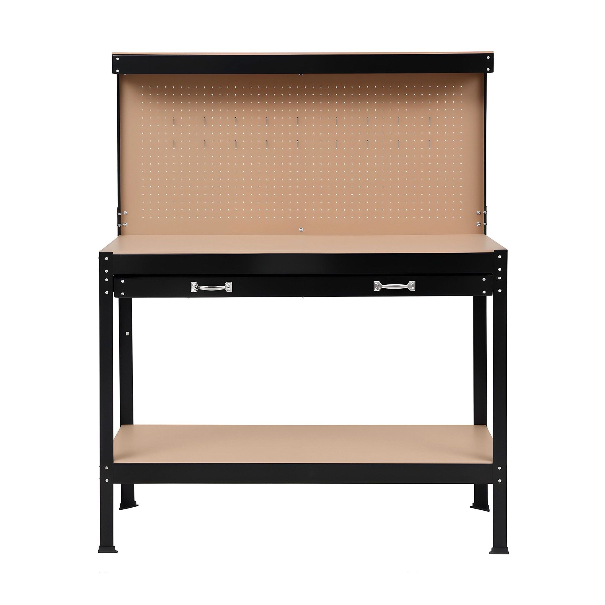 Giantz Workbench with Pegboard and Ultra-Wide 120cm Work Table for Garage DIY, 20 Hooks WKB-S-0122-BK